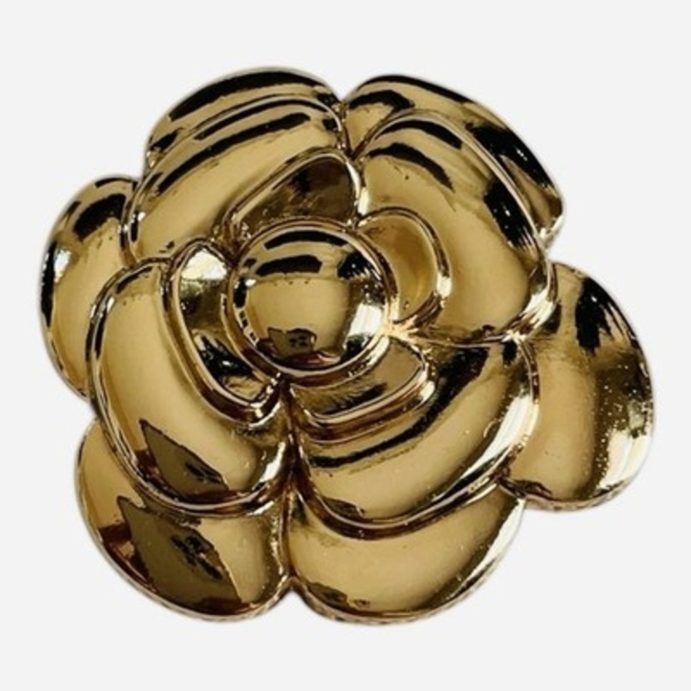 Vintage Gold Tone Flower Brooch Pin 1.5 Inch Floral Statement Jewelry NWOT